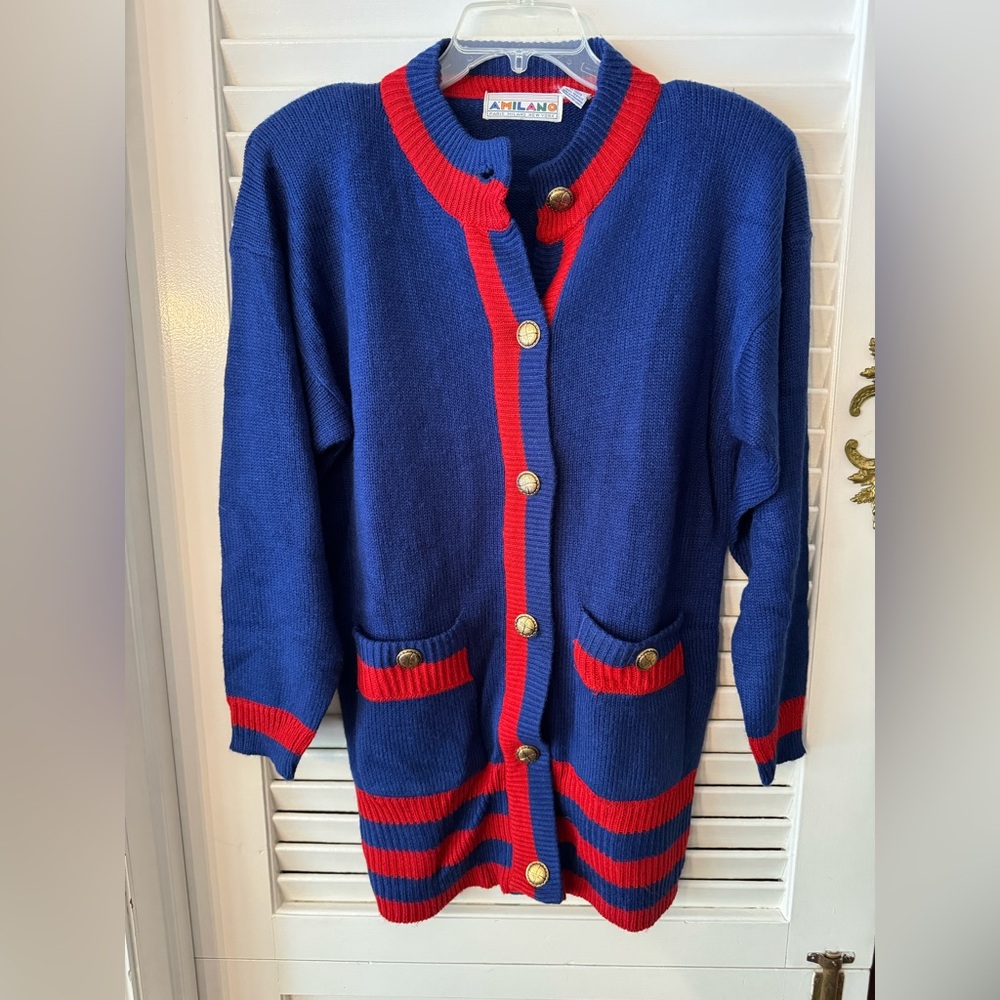 AWESOME Oversized VINTAGE 1980'S A'MILANO SWEATER CARDIGAN size Small but large